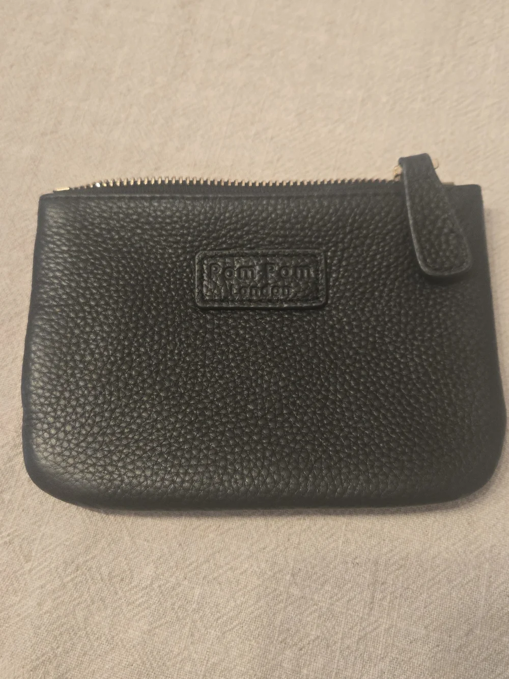 Black Pebbled Leather Zip Coin Pouch by Rom Rom